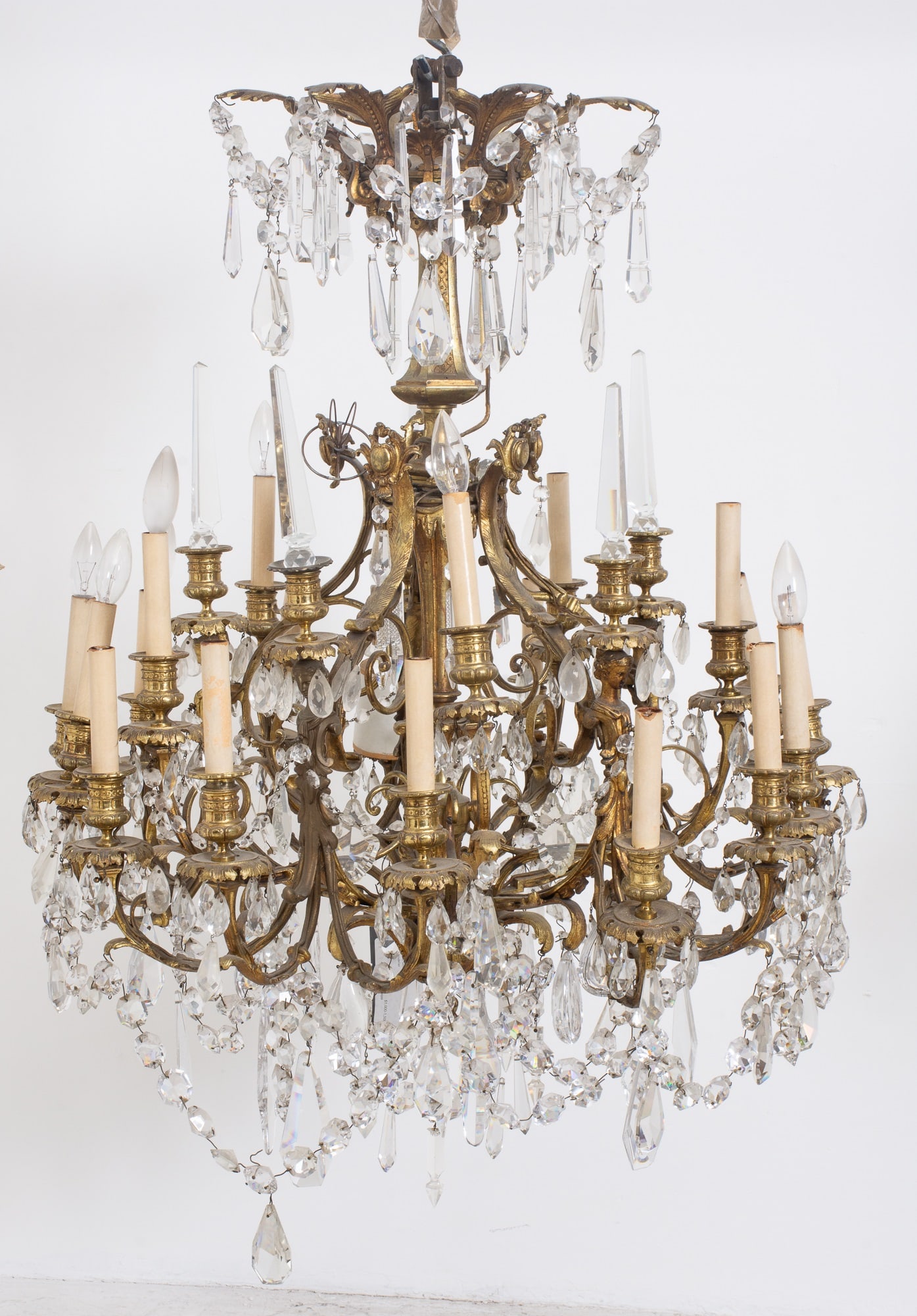 Napoleon III Gilt-Bronze and Cut Glass Chandelier: Twenty-four lights 37" h x 31" dia