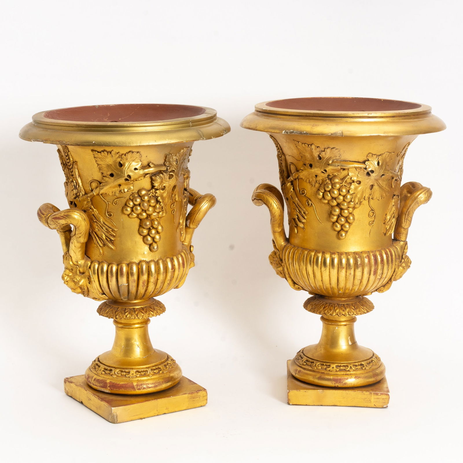 Pair of Gold Painted Composition Urns (1 of 4)
