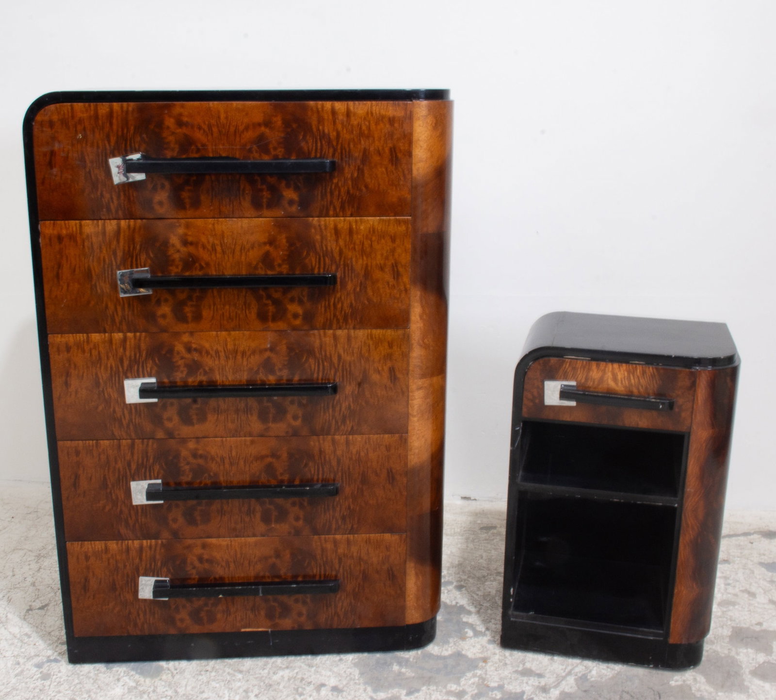 Art Deco Style Burlwood Chest of Drawers (1 of 8)