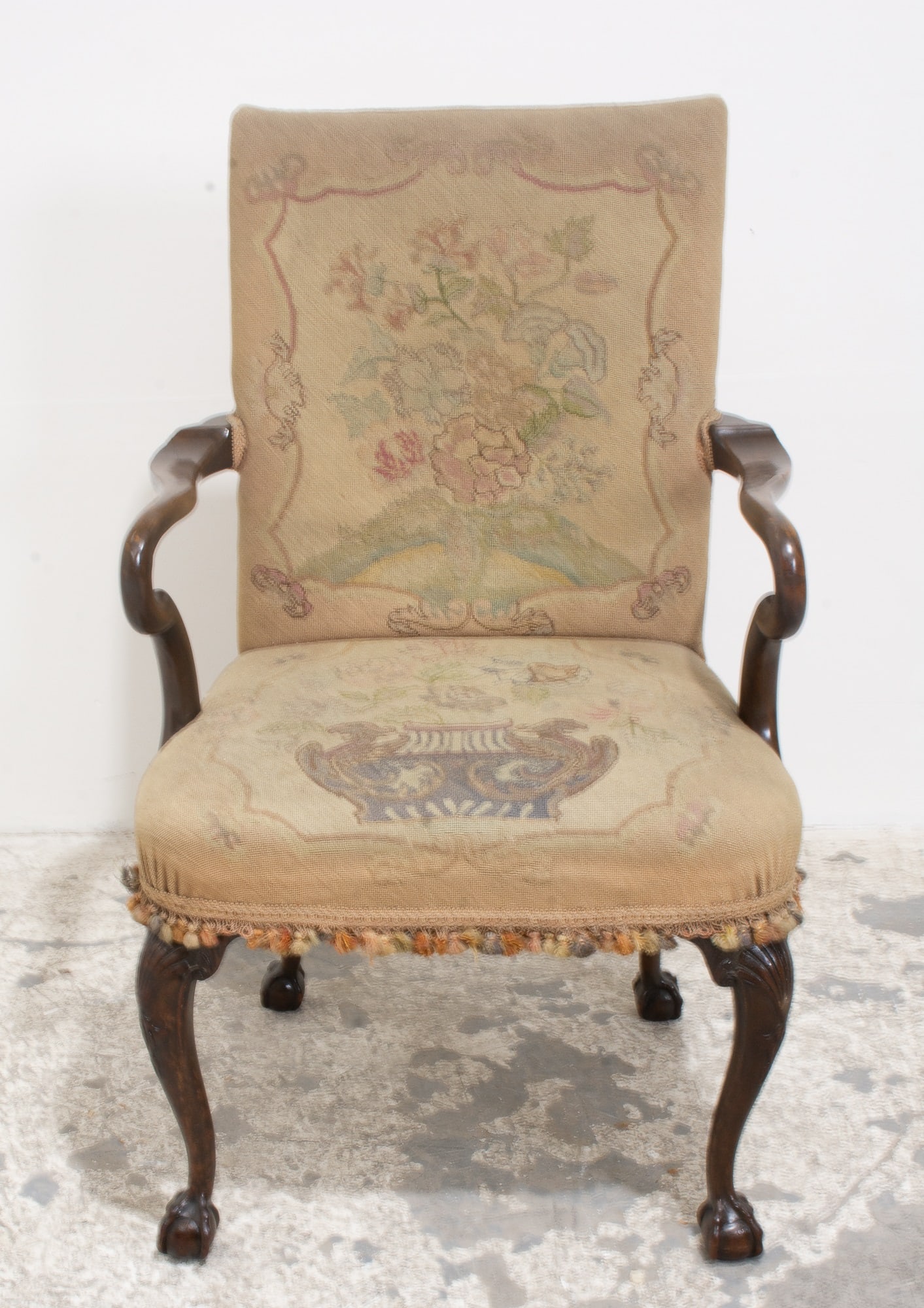 George II Style Shepherd Crook Armchair: 40" h x 26 1/4" w x 24" d Seat to floor 18 1/2" h