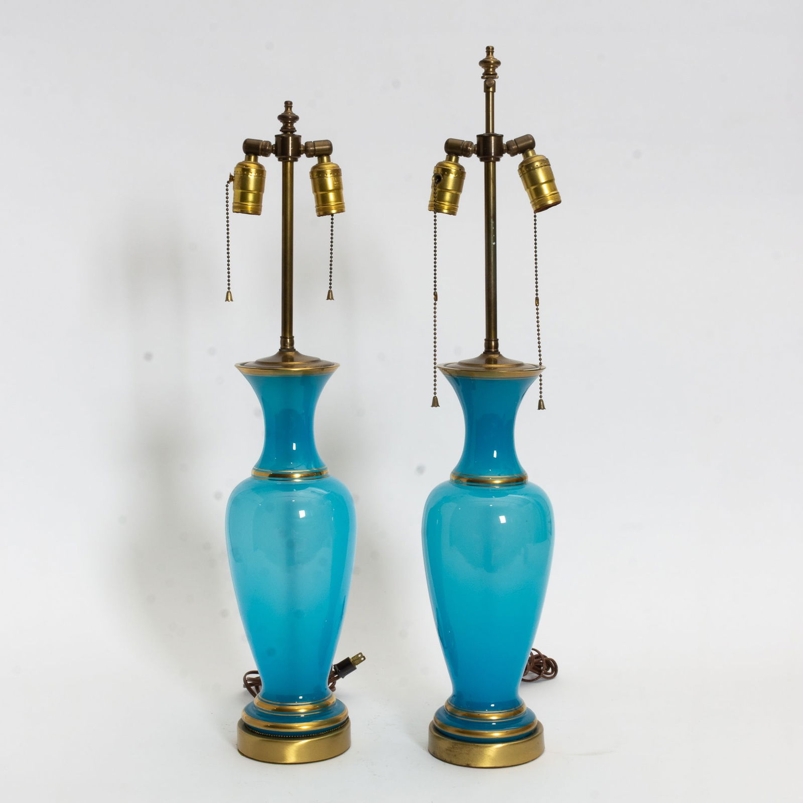 Pair of Bristol Blue Opaline Vases