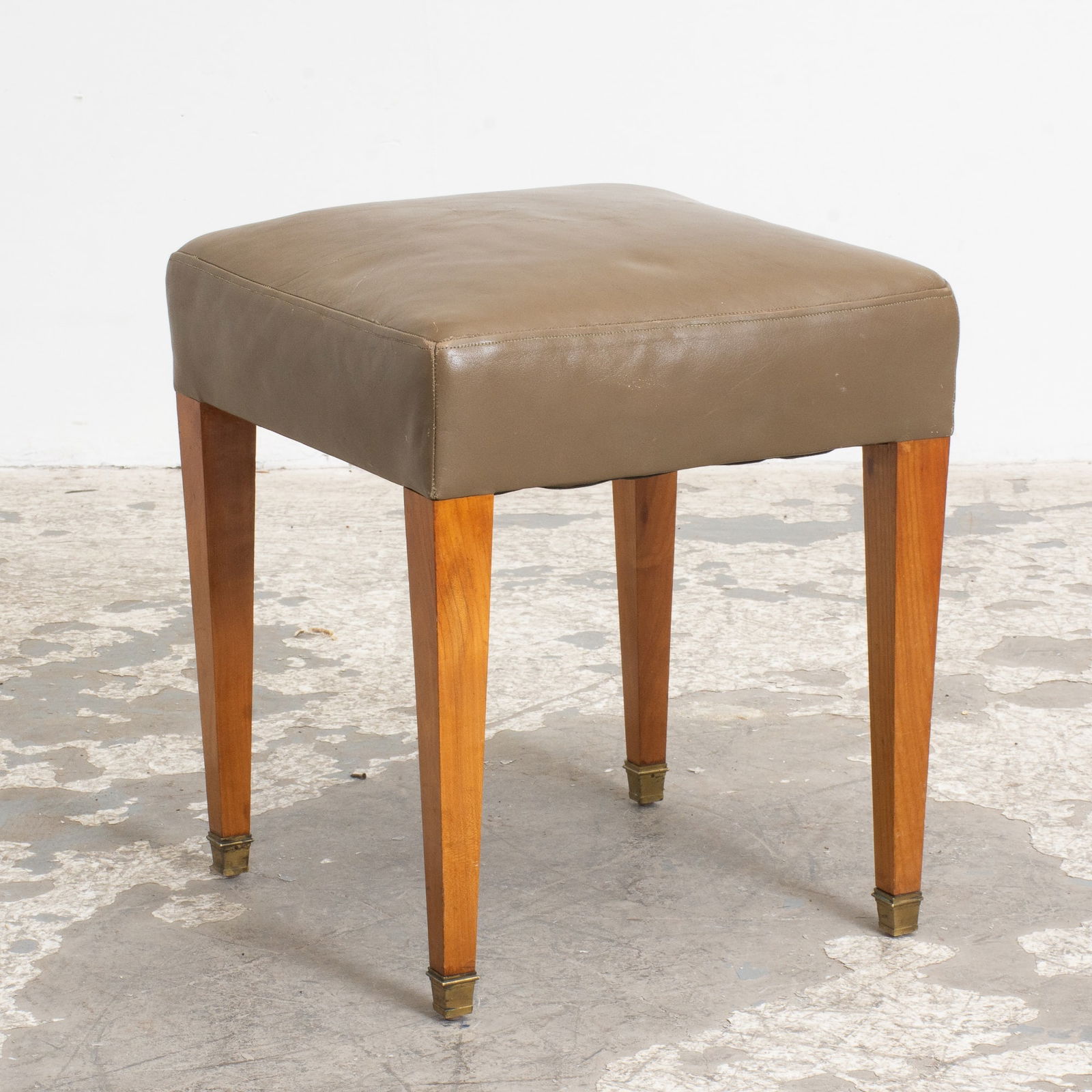 Tan Leather Upholstered Stool (1 of 5)