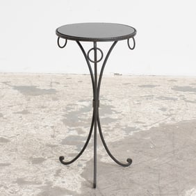 Wrought Iron Onyx Glass Top Gueridon