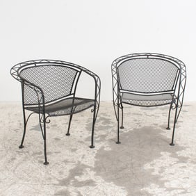 Pair of Painted Metal Tub Chairs