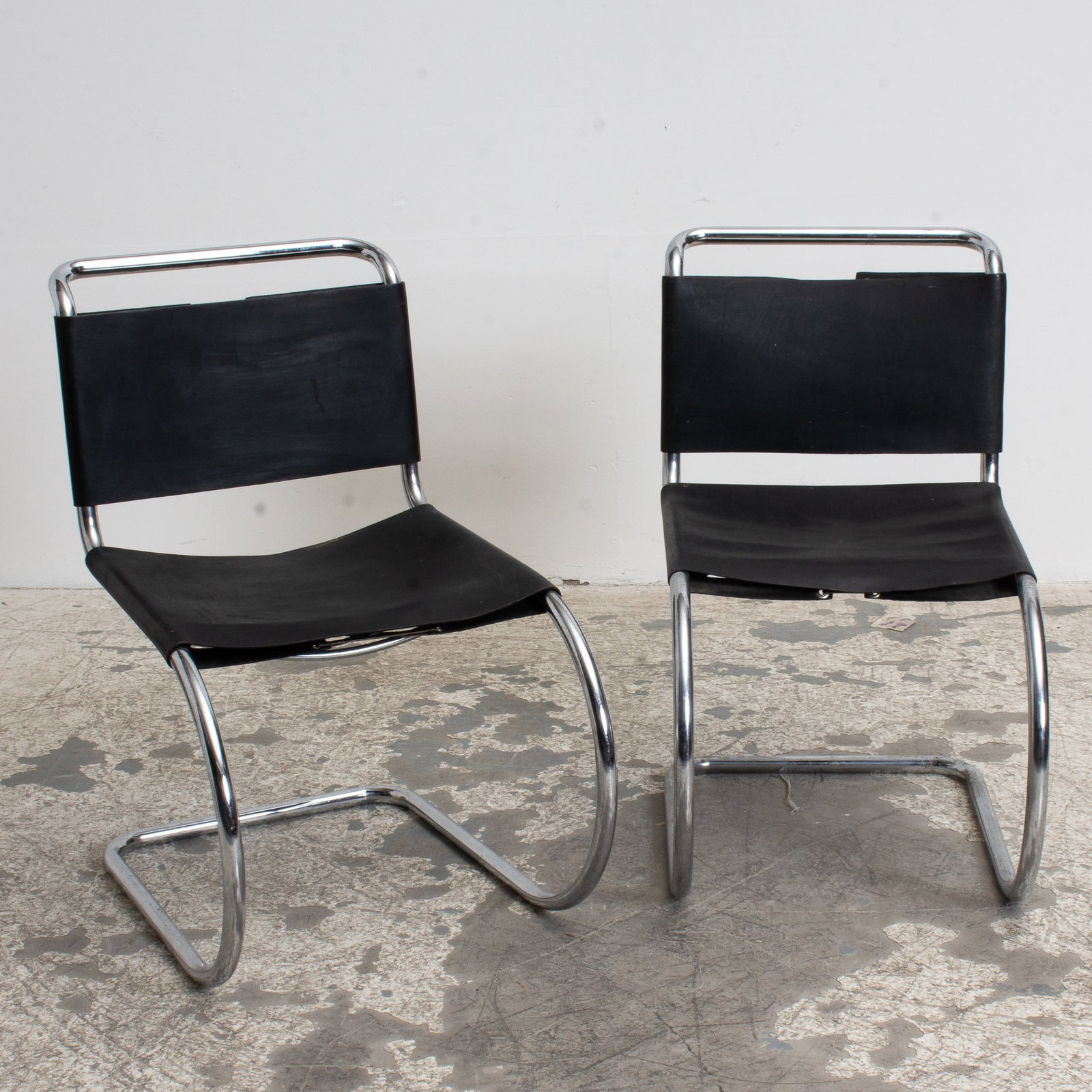 Pair of Mies Van Der Rohe Leather and Chrome Cantilever Chairs (1 of 5)