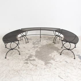 Three Painted Metal Outdoor Benches