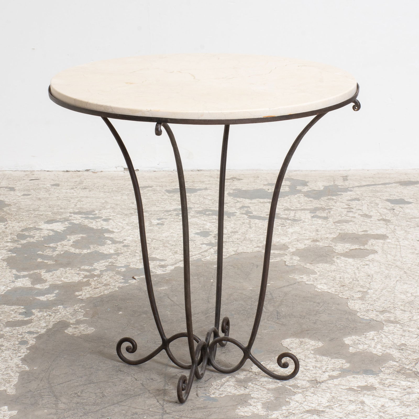 French Art Deco Style Marble Top Metal Side Table (1 of 6)