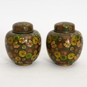 Pair of Chinese Cloisonne Ginger Jars