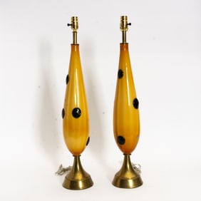 Pair of Mid-Century Modern Italian Blown Glass Lamps