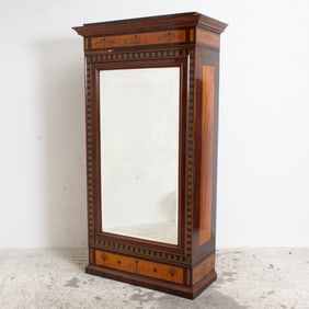 Empire Style Mahogany Inlaid Mirrored Front Armoire