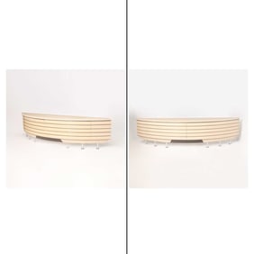 Pair of Custom Blondewood, Metal and Stone Cabinets