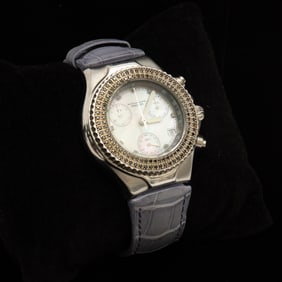 Technomarine Mother-of-Pearl, Black Diamond, and Stainless Steel Wristwatch