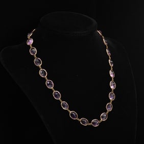 14KT Gold and Amethyst Chain Necklace