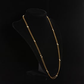 Gold and Seed Pearl Chain Necklace