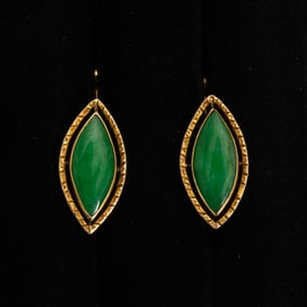 Pair of 18KT Gold and Jade Cufflinks