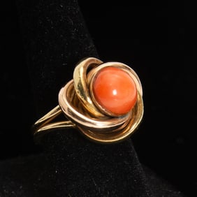 14kt Two-Color Gold and Coral Ring