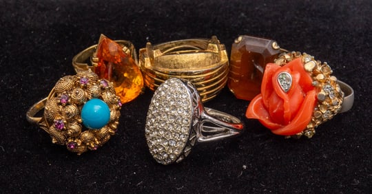 Group of Six Cocktail Rings