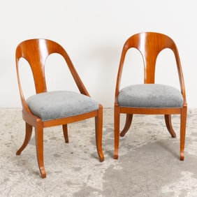 Pair of Regency Style Fruitwood Spoon-Back Chairs