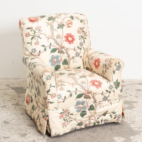Cream Floral Upholstered Armchair