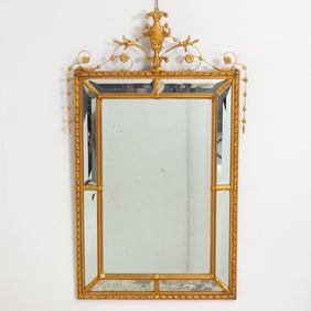 George III Style Gilded Border Glass Mirror