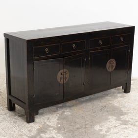 Asian Black Lacquer Cabinet