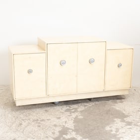 Cream Painted Wood Entertainment Cabinet