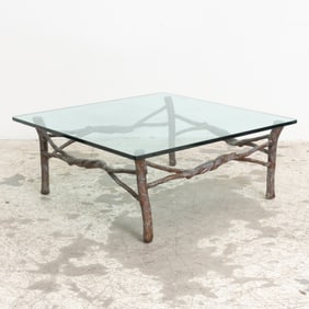 Contemporary Branch Form Glass Top Coffee Table
