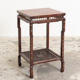 Chinese Inlaid Carved Side Table