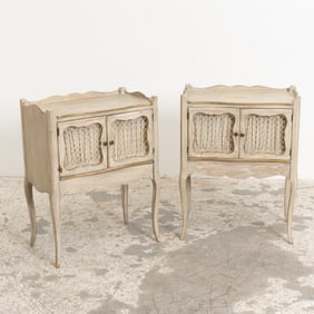 Pair of Rococo Style Painted Bedside Cabinets