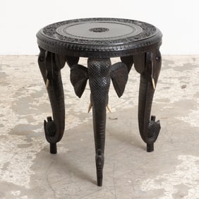 Hardwood Indian Elephant Head Low Table