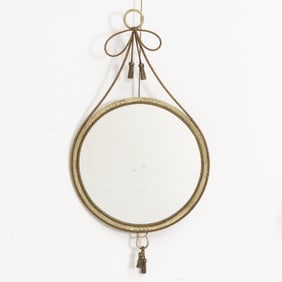 Hollywood Regency Rope Pattern Metal Mirror