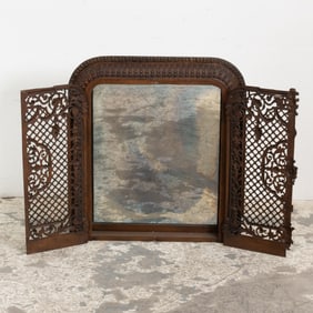 Painted Cast Iron Mirror Frame with Ornate Doors