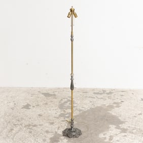 Gilt and Silver Metal Floor Lamp