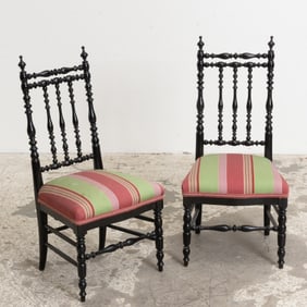 Pair of Victorian Ebonized Bobbin Chairs