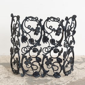 Painted Cast Iron Floral Form Fire Screen