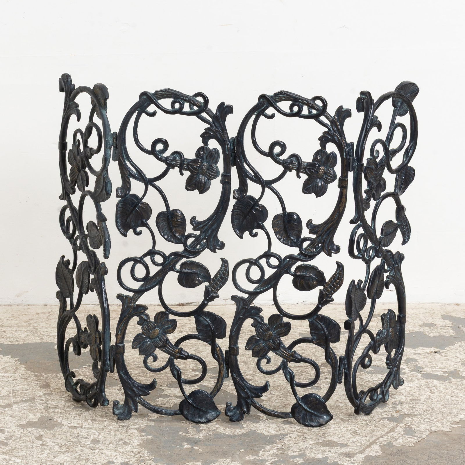 Painted Cast Iron Floral Form Fire Screen (1 of 3)