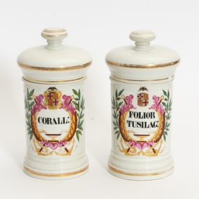Pair of Porcelain Apothecary Jars