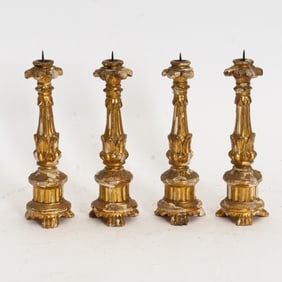 Set of Four Gilt Painted Wood Pricket Sticks