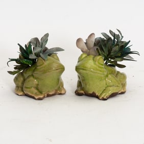 Pair of Ceramic Frog Planters