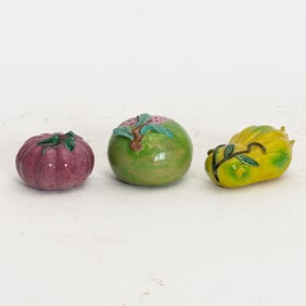 Group of Three Chinese Export Ceramic Fruits