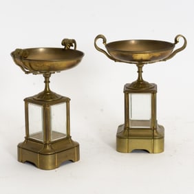 Pair of Brass and Glass Tazzas