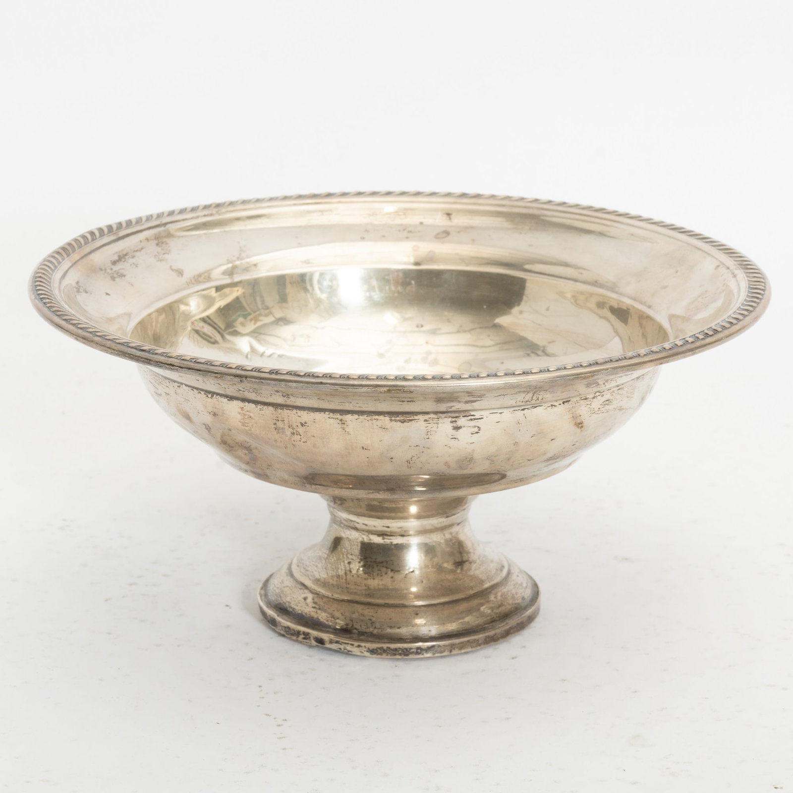 Weighted Sterling Footed Bowl: Ap. 14.92 weighted (4 1/2" h x 9 5/8" dia) Dents