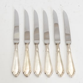 Set of Six English Sterling Handled Knives