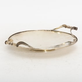 Sterling Silver Footed Handled Plate