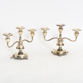 Pair of Sterling Silver Candelabras