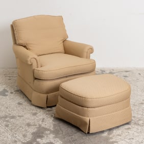 Jessica Charles Upholstered Armchair and Ottoman
