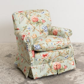 Floral Pattern Upholstered Club Chair