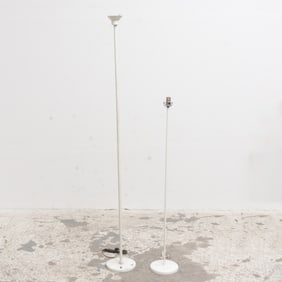 Two White Metal Floor Lamps