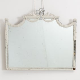 Louis XVI Style White Painted Mirror
