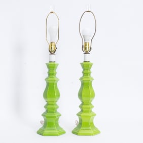 Pair of Lime Green Ceramic Table Lamps